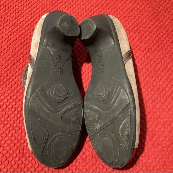 NAOT Sz 38 Suede Flare Patent Toe Cap Mary Jane Hook & Loop Closure Sandals - Picture 7 of 8